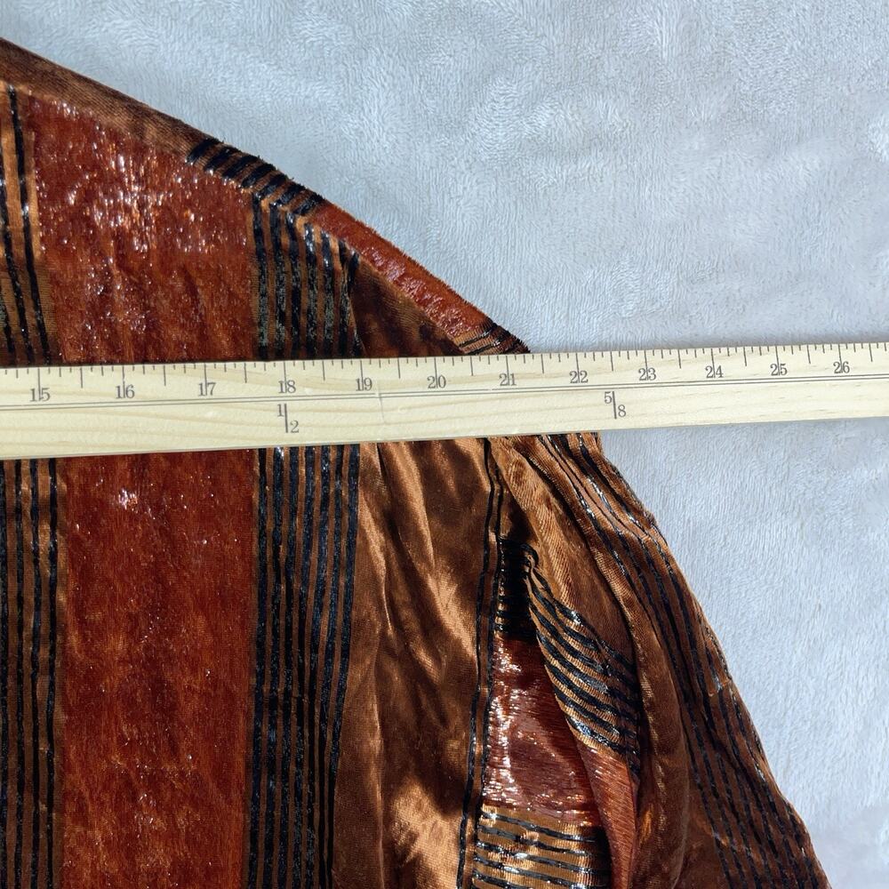 Ett:Twa by Anthropologie Long Velvet Kimono Cardigan M/L Petite Metallic Rust - Picture 9 of 11